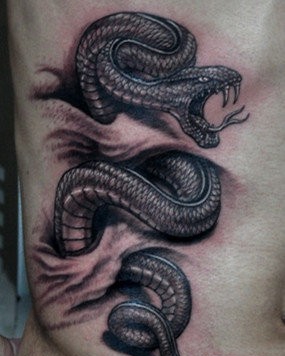 可爱与凶猛共存的蛇纹身
