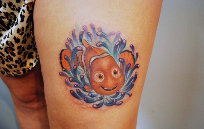小丑鱼尼莫纹身图案Nemo tattoo