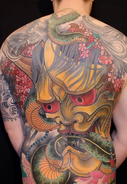 男士满背个性般若纹身图案