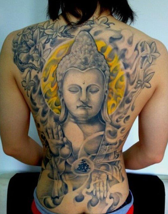 满背佛纹身图案