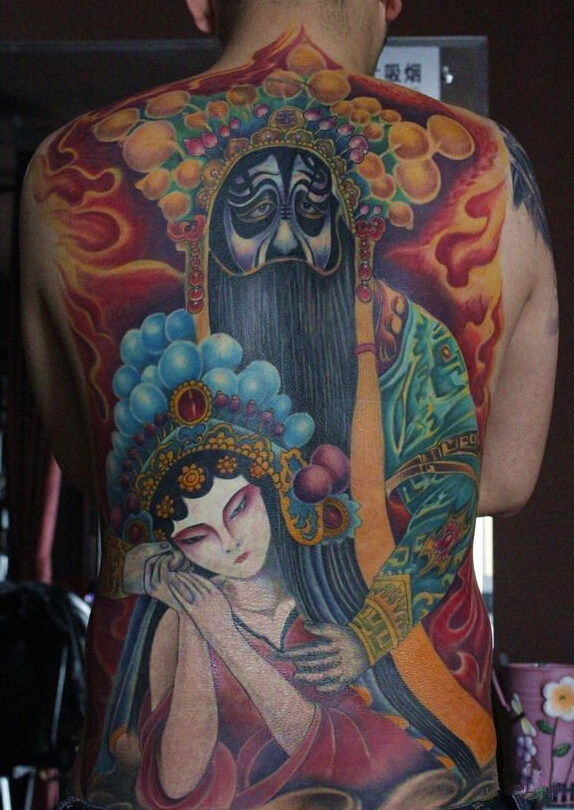 满背霸王别姬纹身图案