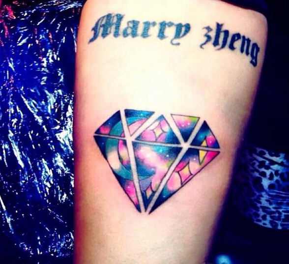 漂亮的英文字和钻石纹身