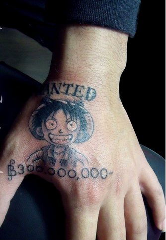 手背海贼王路飞纹身图案