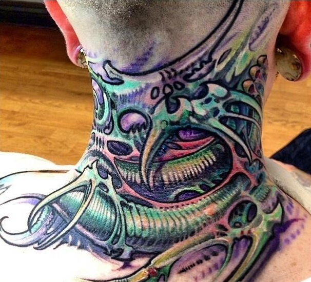 脖子3D纹身图案