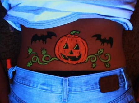 万圣节蓝瓜灯笼荧光纹身图案