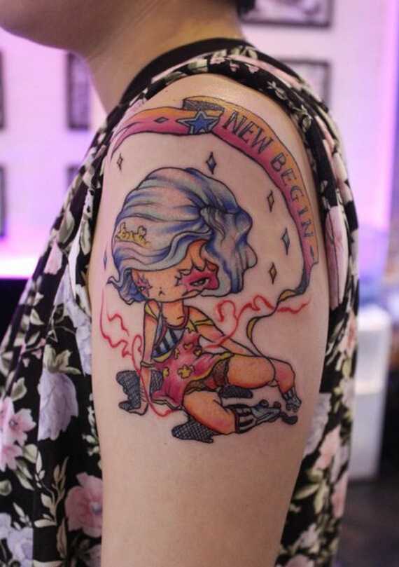 女性手臂女郎纹身图案