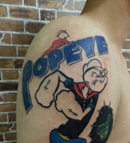 大力水手波派纹身图案