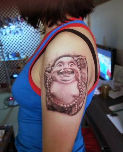 憨态可掬欢喜佛纹身图案