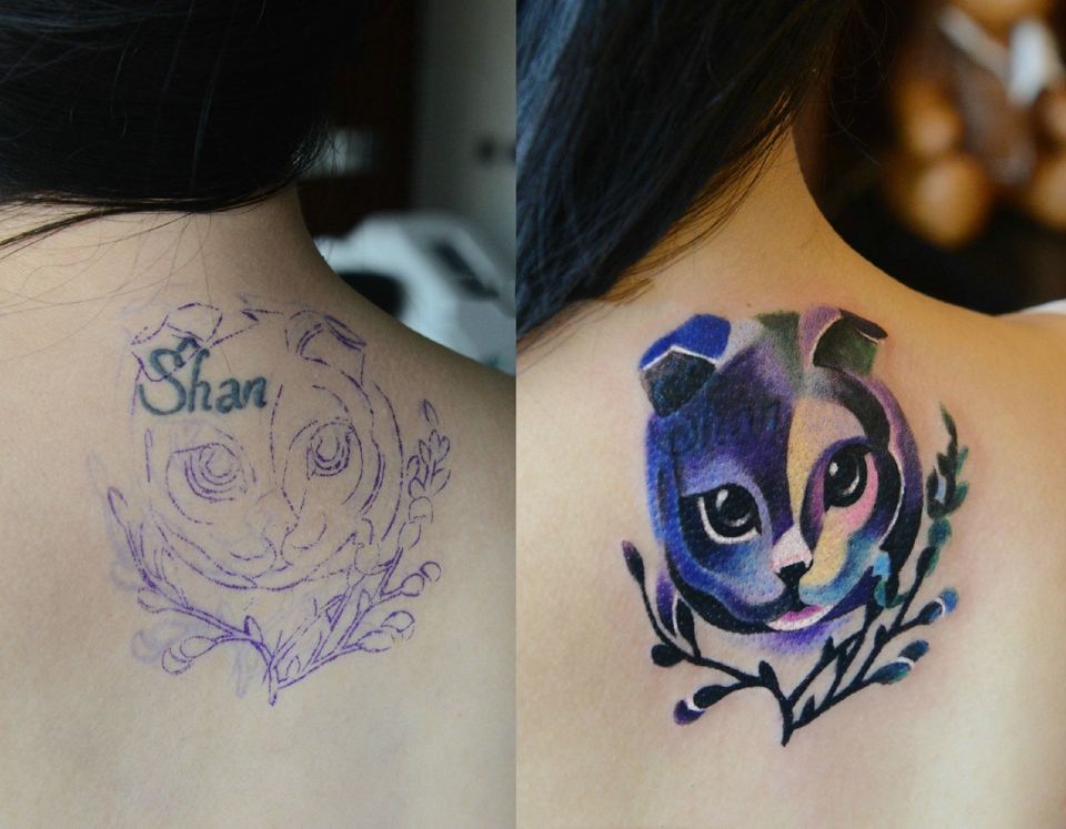 遮盖旧纹身的不知名可爱小动物纹身