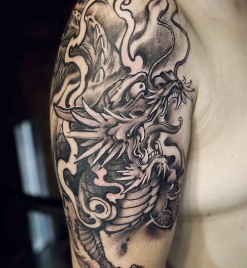 个性经典霸气手臂麒麟纹身