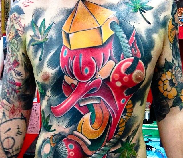 一组古灵精怪的个性彩色图腾刺青