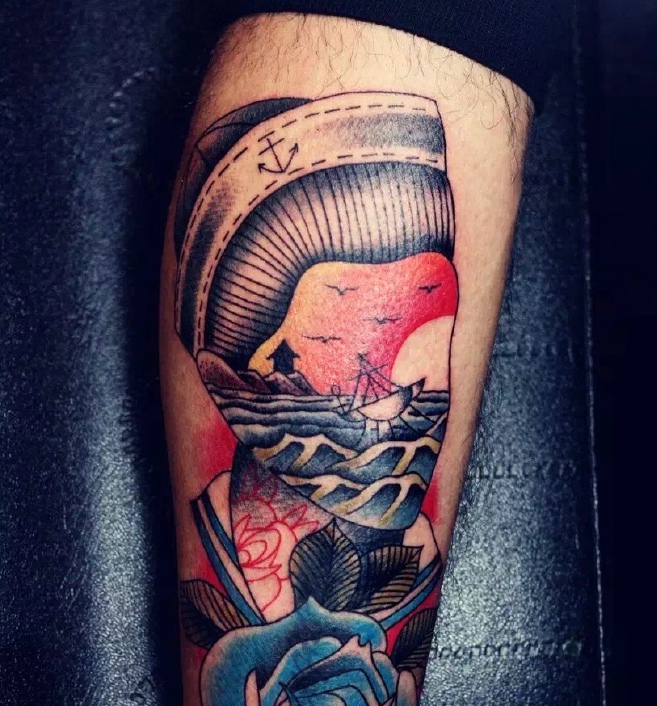 一组五颜六色的时尚图腾纹身