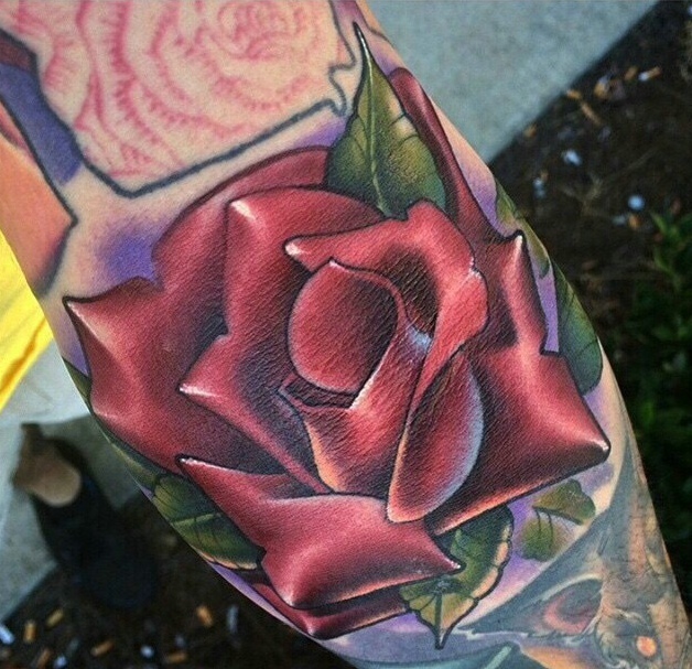 漂亮又时尚的彩色花朵图腾纹身