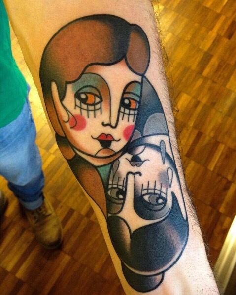 一组很有创意的彩色图腾刺青