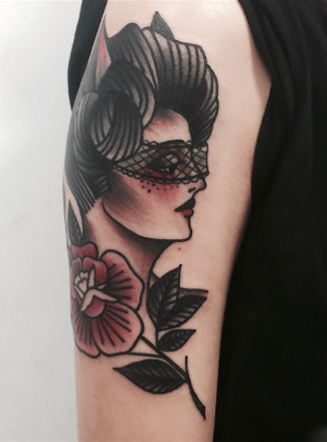 玫瑰女人美女纹身