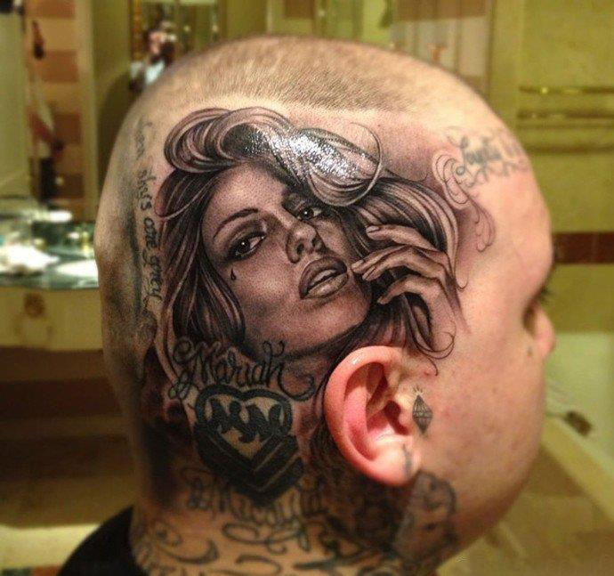 头部女郎纹身图案