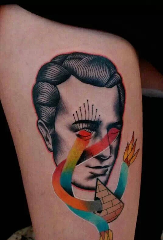 一组非常有创意艺术感的肖像纹身