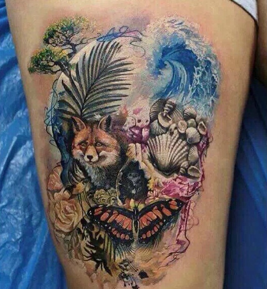 一组创意邪恶的骷髅纹身