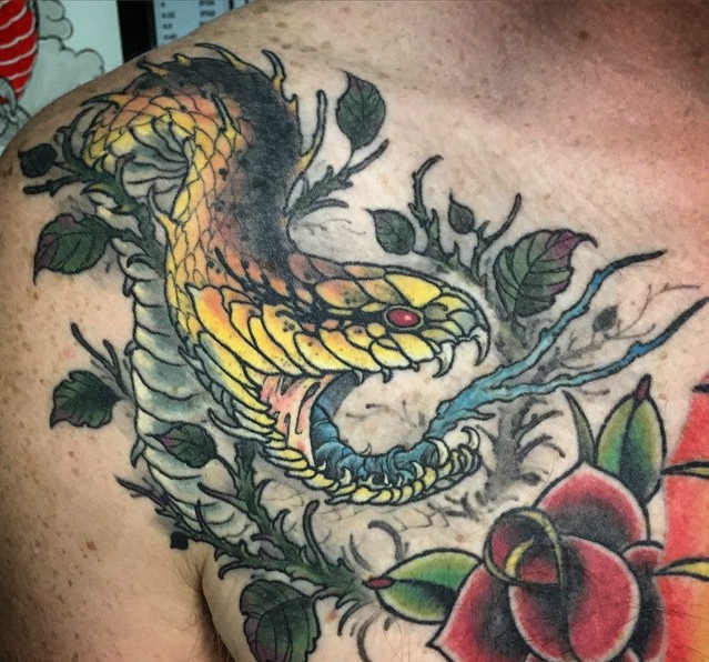 一组可怕的蛇纹身胆量冲天