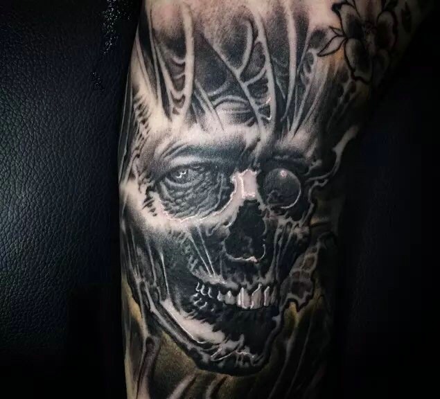 个性邪恶的黑白骷髅纹身图片