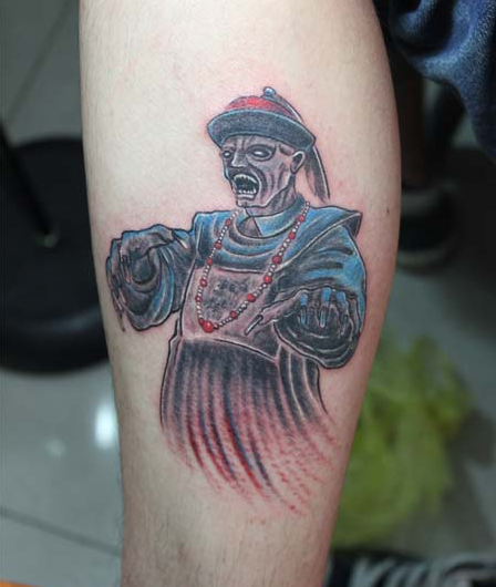 小腿僵尸纹身图案