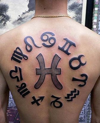 背部十二星座图腾纹身图案