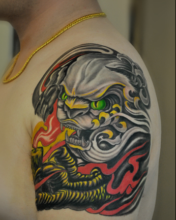 传统狮子纹身图案