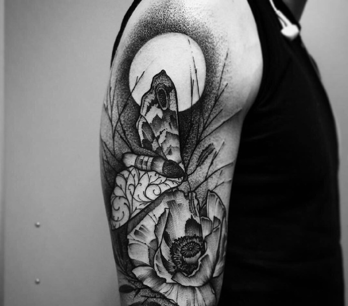 一组黑灰动物纹身图片个性时尚