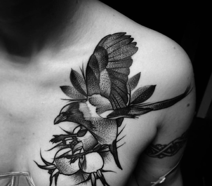 一组黑灰动物纹身图片个性时尚