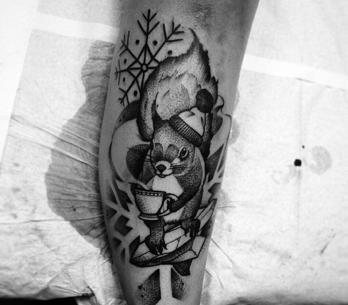 一组黑灰动物纹身图片个性时尚