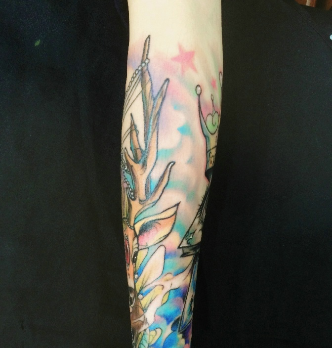 彩色小鹿纹身图片特别好看