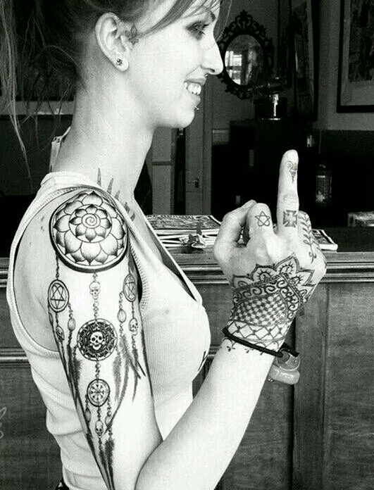 好看的捕梦网纹身图案