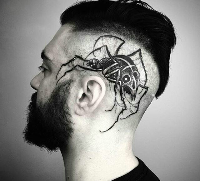 头部个性张扬的3d纹身图片很逼真