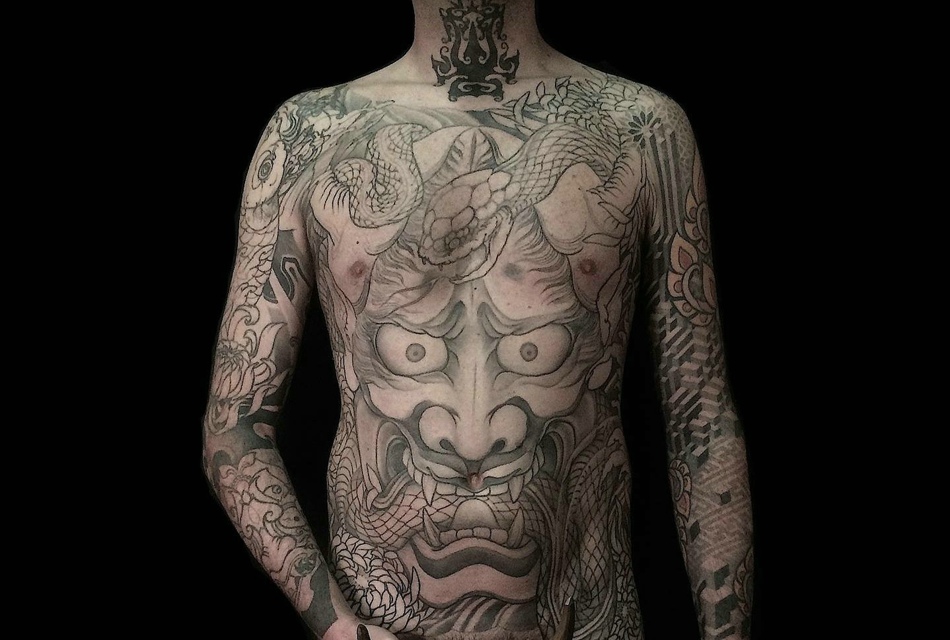 满身黑白大般若纹身图案无比非凡