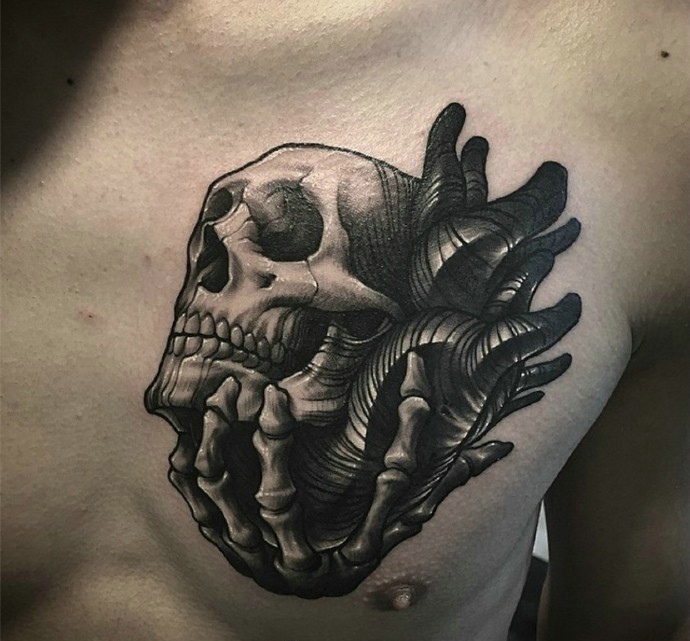 一组非常有味道的school风格的黑灰纹身图案