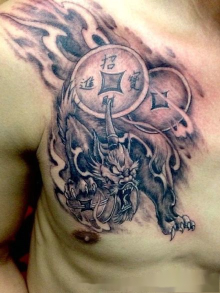 男生霸气貔貅纹身图案