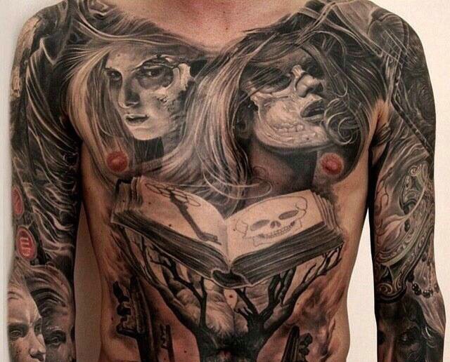 满身热血沸腾的3d肖像纹身图片