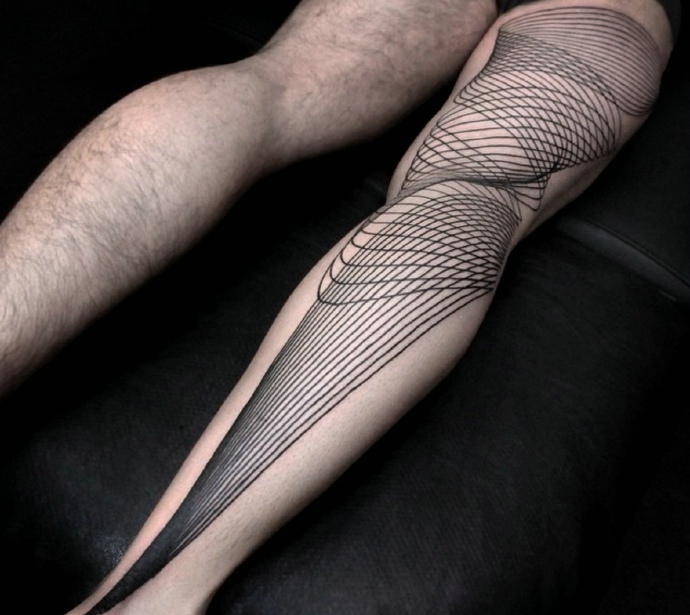 一组3D流畅线条的纹身图案