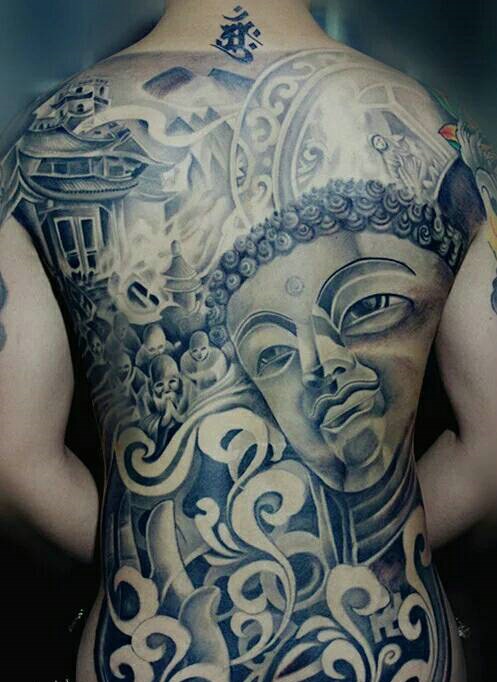 满背佛像纹身图案潇洒个性
