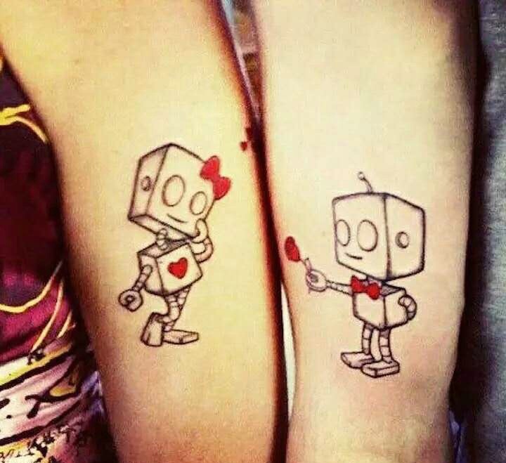 超级萌萌的小卡通情侣纹身图片