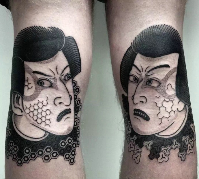 一组日式黑白图腾纹身图案很个性