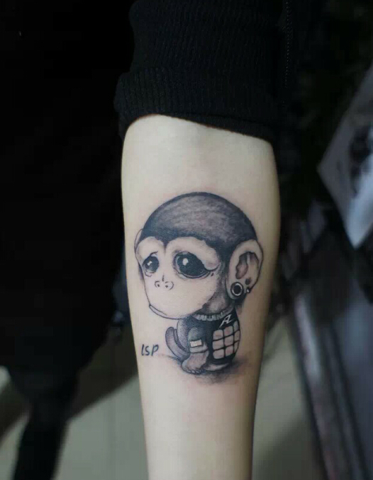 手臂可爱的小猩猩纹身图案