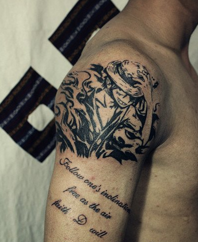 手臂超酷的海贼王路飞纹身图案