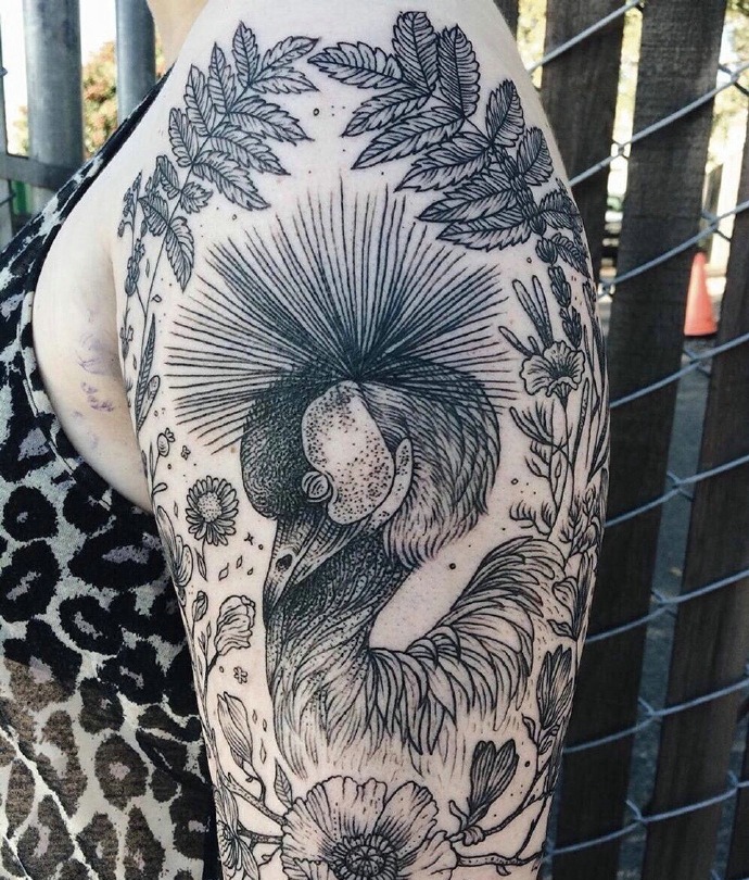 几款很有艺术感的黑灰图白纹身图案