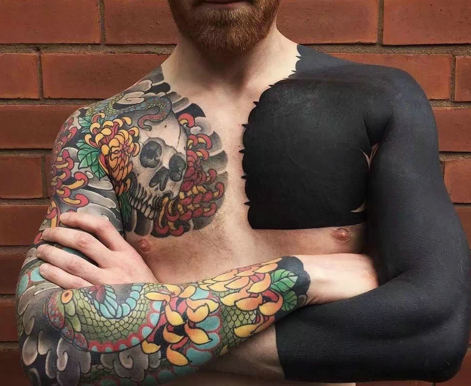 简直吊炸天的双半甲纹身图案