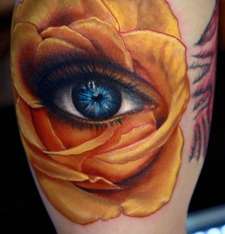 夺人眼球的大腿3d眼球纹身刺青