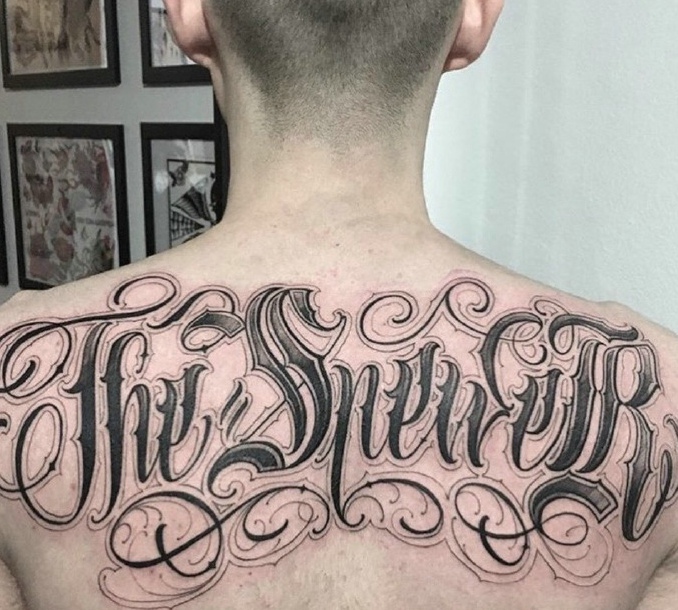 一组大花体英文纹身图案尽显年轻