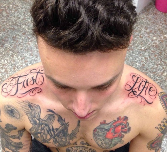 一组大花体英文纹身图案尽显年轻