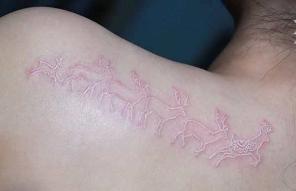 后背成长的鹿隐形纹身图案