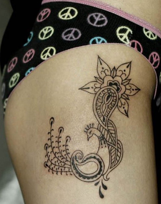 性感女性腿部个性时尚藤花纹身图案